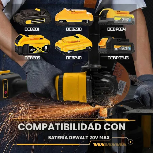 Vista 3 de Amoladora angular inalámbrica de 4-1/2 pulgadas para batería De-Walt 20V Max, motor sin escobillas de 8500 RPM con control de 3 velocidades, ideal
