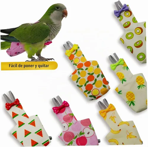 Vista 6 de 6 pañales lavables y reutilizables para pájaros, con forro impermeable y correas ajustables, juego de pañales suaves para periquitos