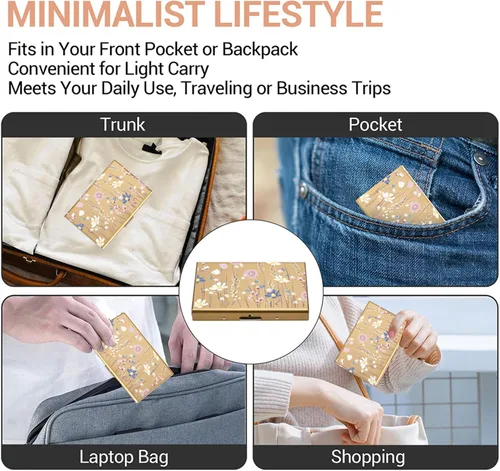 Vista 100 de BONSYL® Soporte para tarjetas de crédito, cartera delgada de metal con bloqueo RFID, con 6 ranuras para tarjetas, para mujeres y hombres.