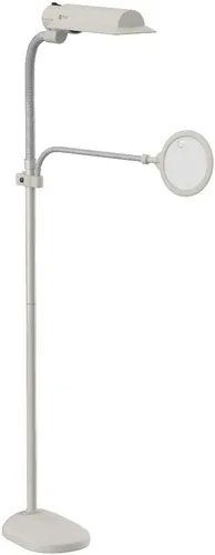 Vista 4 de OttLite EasyView CFL - Lámpara de pie con lupa, 18 W, color gris paloma
