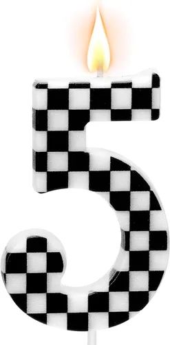 Vista 8 de Velas temáticas de autos de carreras para cumpleaños, velas numeradas número 0 a cuadros, decoración de pastel a cuadros en blanco y negro, adorno