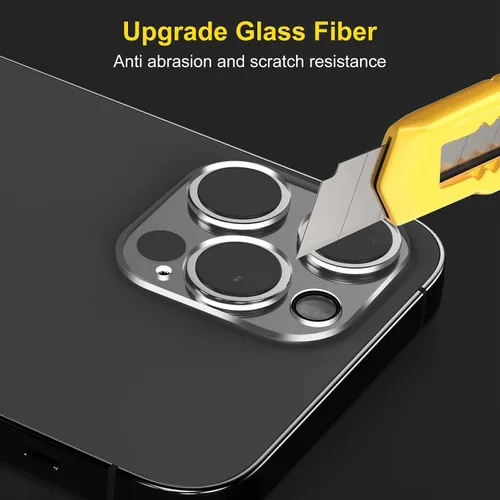 Vista 3 de Protector de lente de cámara (paquete de 3) compatible con iPhone 12 Pro Max, protector de lente de cámara, transparente, HD, antiarañazos