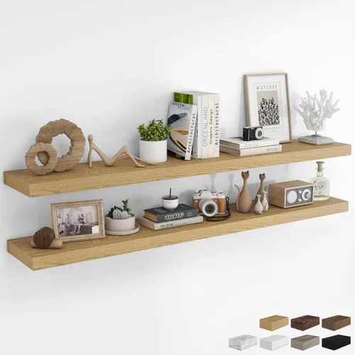 Vista 97 de RICHFOCUS Estantes flotantes de 8 pulgadas para estantes cuadrados de pared para dormitorio, cocina, baño, estante flotante de madera rústica