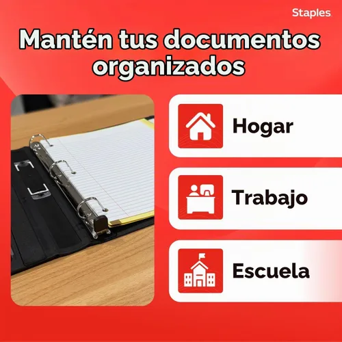 Vista 6 de Carpeta con anillos en forma de "D" de 1 pulgada para mejor visualización Staples, Negro