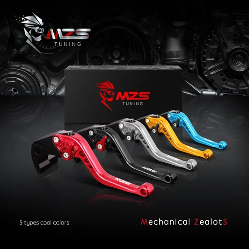 Vista 7 de MZS Palancas de embrague/freno cortas ajustables p/moto, negro, CNC, compatibles con EX650 ER-6F ER-6N 06-08 KLE650 06-08 GPZ500S EX500 90-09