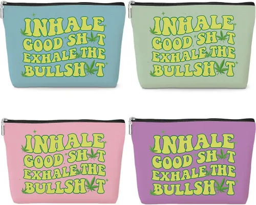 Vista 6 de Divertida bolsa de maquillaje de hierba – Decoración de hojas verdes para amantes de las malas hierbas, humor, Navidad, cumpleaños, regalos