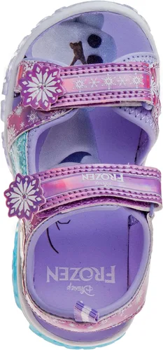 Vista 6 de Disney Zapatos para niñas - Minnie Mouse o Frozen - Sandalias deportivas con punta cerrada con luz (6T-12), AnnaElsa