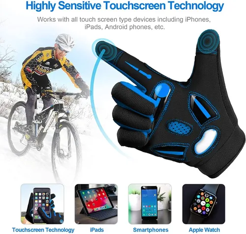 Vista 4 de BIKINGMOREOK - Guantes de ciclismo para bicicleta de montaña, para hombre y mujer, permite el uso de pantallas táctiles, con acolchado de gel