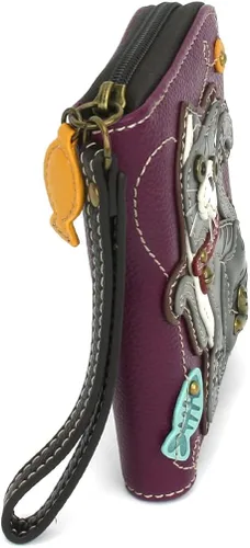 Vista 5 de CHALA Cartera con cremallera, pulsera, 8 ranuras para tarjetas de crédito, piel sintética resistente