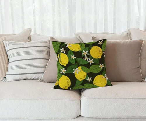 Vista 38 de Solekla Funda de almohada cuadrada de lino y algodón con flores blancas y negras, funda de cojín decorativa para sofá de 18 x 18 pulgadas Sl157