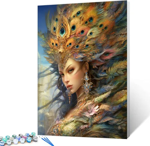 Vista 9 de Tucocoo Flower Woman - Pintura por números para adultos, kits de pintura al óleo digital sobre lienzo con pinceles y pigmento acrílico, hermosas