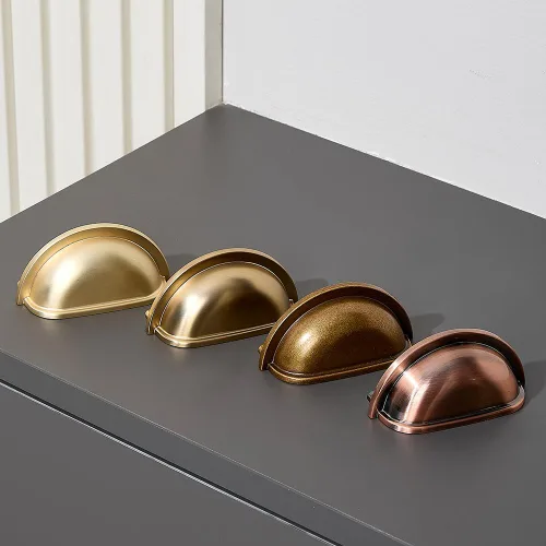 Vista 4 de HARPOON Paquete de 10 tiradores para cajones de tazas de latón antiguo, tiradores de gabinete de cocina de 3 pulgadas y 2.992 in