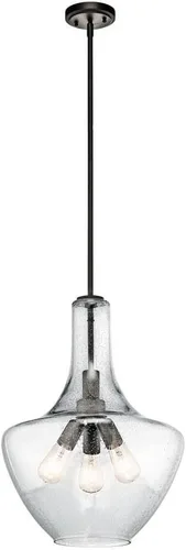 Vista 4 de Kichler Everly - Lámpara colgante de 11.25 pulgadas con 1 luz, diseño de vidrio fantasía transparente en níquel cepillado