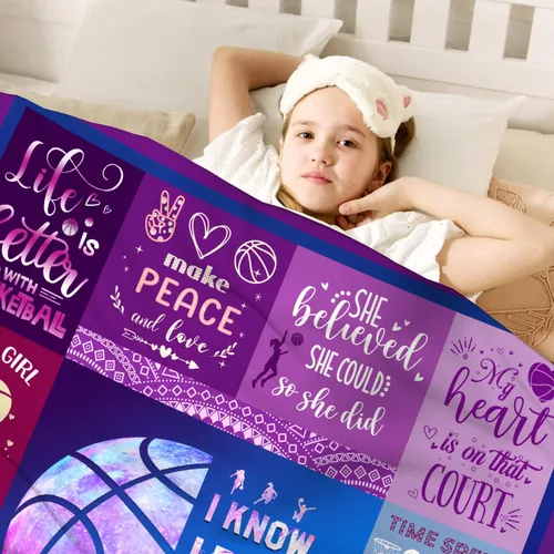 Vista 4 de Manta de Regalos de Baloncesto para Niñas y Mujeres Manta de Tiro de Baloncesto de Franela Ultra Suave Mercancía Regalos Deportivos para Amantes