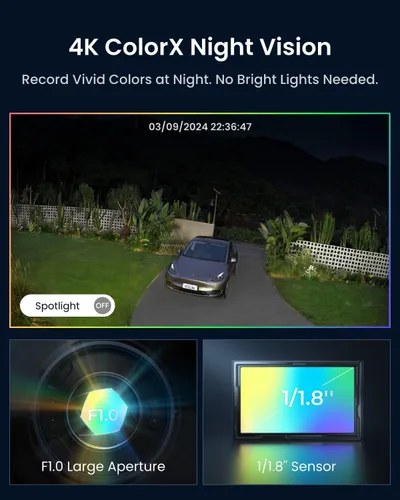 Vista 4 de REOLINK Cámara solar 4K al aire libre inalámbrica ColorX visión nocturna Negro