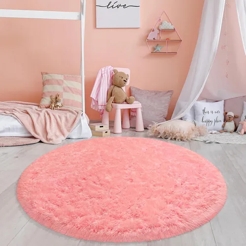 Vista 19 de Alfombra circular pequeña para dormitorio, 2 x 2 pies, color azul, para decoración de habitación de niños, redonda esponjosa para guardería