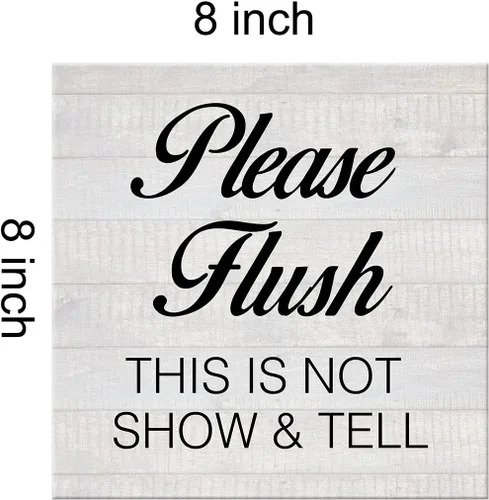 Vista 2 de Country Please Flush - Divertidas impresiones en lienzo para baño, decoración de pared, arte de humor para baño, pintura enmarcada de 8 x 8