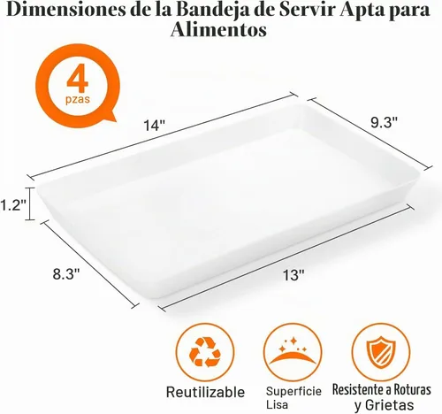 Vista 2 de WOWBOX 4 bandejas de servir para entretenimiento, platos para servir aperitivos, frutas, galletas, postres, bandejas de plástico reutilizables