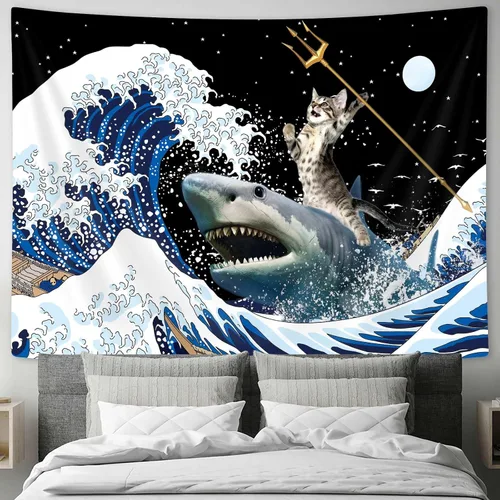 Vista 11 de SAOLUIS Tapiz de luz negra de dinosaurio, divertidos tapices de hongos de dinosaurio de neón reactivo a los rayos UV para colgar en la pared, tapiz