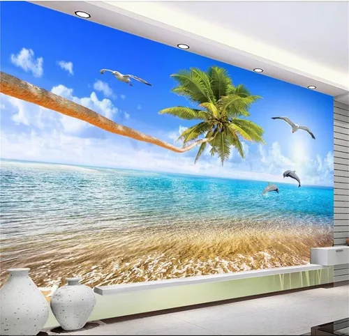 Vista 19 de Murales de pared 3D de estrellas de montañas, cielo nocturno, arte mural para despegar y pegar, calcomanías de pared extraíbles para sala de estar