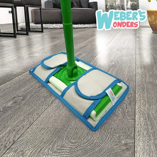 Vista 6 de Paquete de 4 almohadillas de microfibra Weber's Wonders para trapeador, lavables, reutilizables, duraderas, compatibles con cabezales Swiffer