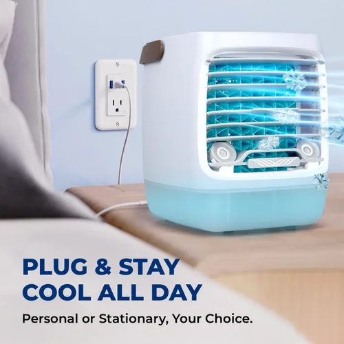 Vista 4 de ChillWell Enfriador de aire evaporativo 2.0 para habitación, mini enfriadores portátiles de pantano de 4 velocidades con humidificador Unidad