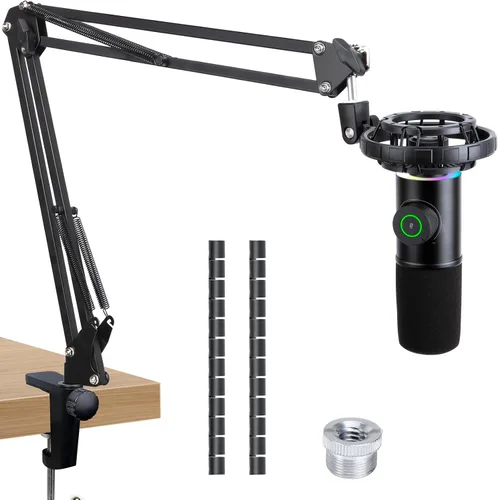 Vista 11 de SUNMON Brazo de Boom - Brazo de Boom de Micrófono de Tijeras de Metal con Adaptador de 3/8'' a 5/8'', Soporte de Micrófono K688 con Funda para Cable