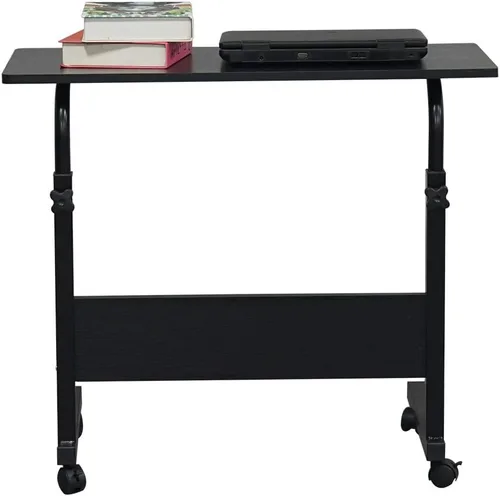 Vista 3 de Mesa auxiliar móvil, carrito de escritorio para laptop, mesa ajustable sobre la cama con ruedas, soporte de computadora para cama, sofá, sala