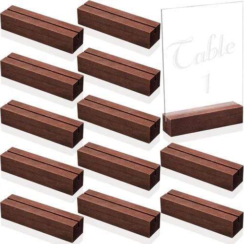Vista 8 de 12 soportes de madera para colocar lugares de madera para letreros de mesa, soporte para tarjetas de identificación para decoración de eventos