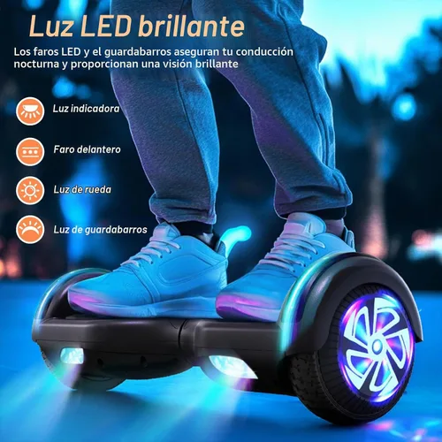 Vista 3 de CBD Hoverboard, Bluetooth 6.5" All-Terrain Off-Road Scooter with LED Lights Negro