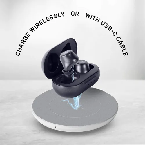 Vista 4 de iJoy Auriculares inalámbricos TWS de gravedad prémium compatibles con Bluetooth 5.0 con micrófono integrado y funda de recarga portátil, IPX4