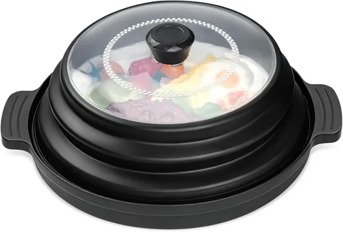 Vista 11 de Funda de alimentos para microondas de 10.7 pulgadas con alfombrilla aislante de calor, cubierta plegable antisalpicaduras de microondas