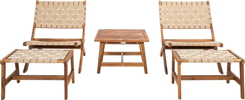Vista 14 de SAFAVIEH Outdoor Collection PAT7078C - Juego de patio de madera de acacia de 5 piezas, color negro y negro Negro/Negro