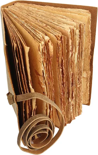 Vista 4 de KomalC Diario de cuero vintage para mujeres y hombres, 8 x 6 pulgadas, antiguo hecho a mano, con borde de cubierta vintage, cuaderno de bocetos