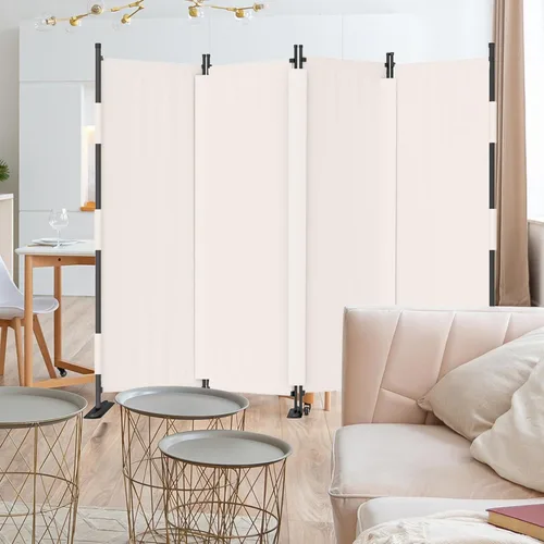 Vista 21 de Divisor de habitación de 3 paneles y pantallas de privacidad plegables con 4 pies de metal curvos, divisor de pared de cubículo para particiones