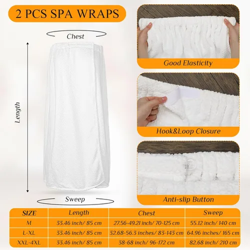 Vista 2 de Tigeen 2 Pcs Towel Wrap for Women Lightweight Spa Robe with Adjustable Closure Elastic Top Soft Bathrobe Spa Wrap