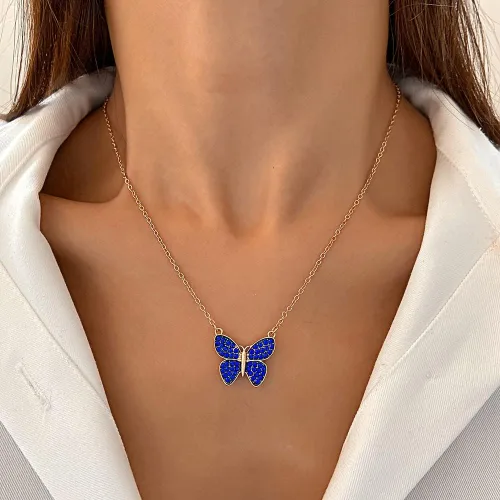 Vista 2 de IPMIDZHI Collar con dije de mariposa a la moda, lindo regalo de joyería para mujeres, adolescentes, niñas, fiesta, vestido, suéter, aniversario