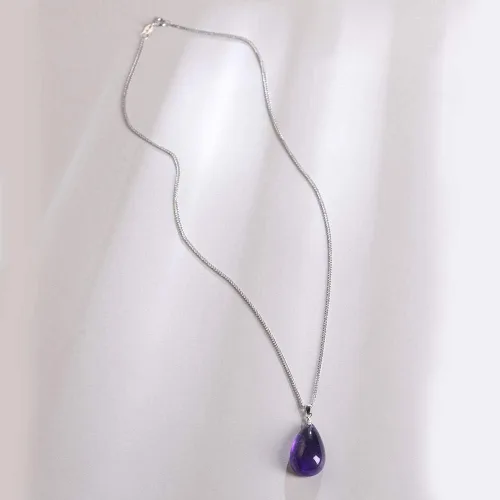 Vista 7 de iSTONE - Collar de plata de ley 925 con dije de lapislázuli para mujer, piedra preciosa natal con cadena de plata de 18 pulgadas