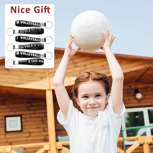 Vista 5 de Hicarer 24 llaveros de silicona para voleibol, con citas motivacionales, para fiestas deportivas, regalos de voleibol, Negro