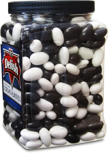 Vista 6 de Its Delish - Almendras Jordan negras y blancas de Tuxedo de 3.5 libras Nuez de almendra confitada con revestimiento dulce de caramelo duro