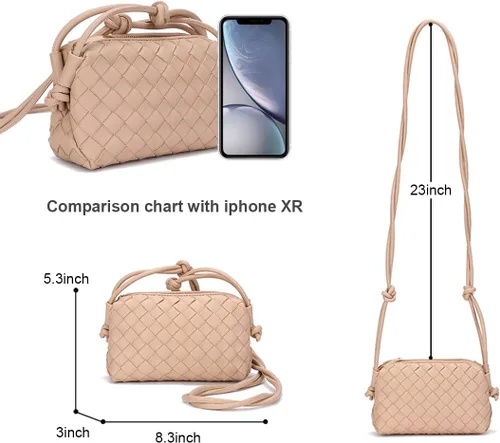 Vista 3 de UPSONG Bolsos cruzados tejidos para mujer, bolsos ligeros de cuero a la moda, bolso de hombro, bolso para teléfono, bolso de mensajero para mujer