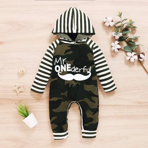 Vista 3 de Conjunto de ropa de camuflaje de manga larga para bebés recién nacidos