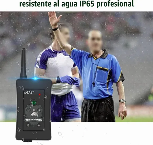 Vista 5 de EJEAS FBIM Intercomunicador Bluetooth profesional de árbitro de fútbol, 850 mAh, dúplex, 1500 M, inalámbrico Bluetooth con función de reducción