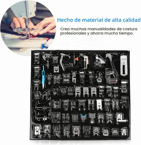 Vista 4 de Juego de 62 piezas para máquina de coser, kit de accesorios para máquina de coser Babylock, Elna, máquinas de coser