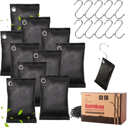 Vista 9 de Desodorante de carbón activado (11 x 3.53 oz), bolsas de purificación de aire de carbón de bambú, adecuadas para deshumidificar, hogar