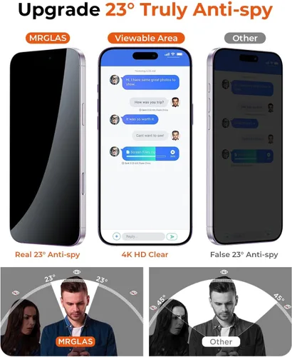 Vista 3 de Paquete de 2+2 protectores de pantalla de privacidad para iPhone 17
