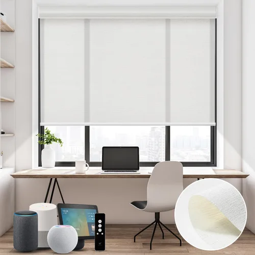 Vista 47 de SmartWings Persianas Motorizadas con Sombras para Ventana Control Remoto Funciona con Thread Apple Homekit Z-Wave Alexa 100% Blackout de Doble Cara