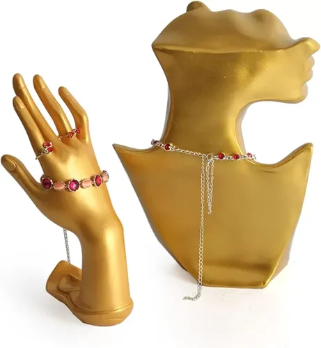 Vista 3 de Jewelry Display Stand Resin Necklace Pendant Chain Earring Jewelry Jewellry Bust Mannequin Organizer Holder Stand Photograph Prop for Necklace, Gold