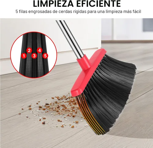 Vista 6 de NACENA - Juego de escoba y recogedor con dientes, con mango ajustable de 52 pulgadas de largo, para limpiar cabello, adecuado para el hogar, cocina