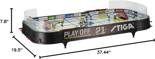 Vista 7 de STIGA Table-Top Rod Hockey Game Play Off 21 – Classic Ice Hockey Action with Enhanced Features, Easy Assembly, Includes 2 Pucks – Fun for All Ages